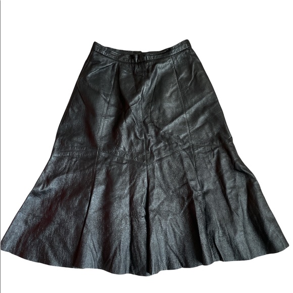 Vintage Aggie Georgette leather skirt size 10 - Picture 1 of 16